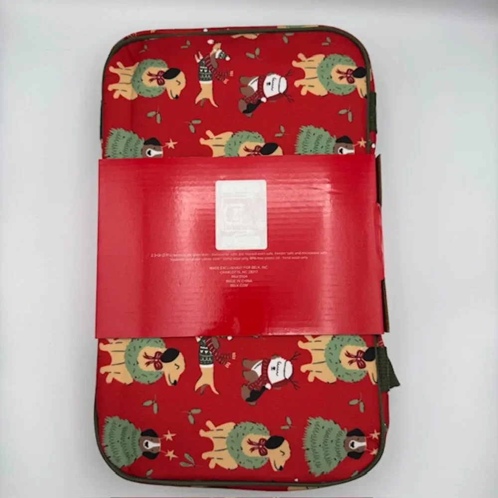 Joyland Bake & Take 3-PC Casserole Dish Holiday Insulated Dogs Bag 2.3QT READ